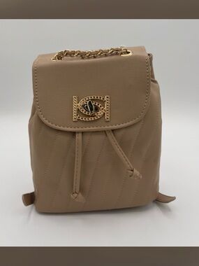 NWT bebe Hera Small Backpack in Beige with Gold Detail